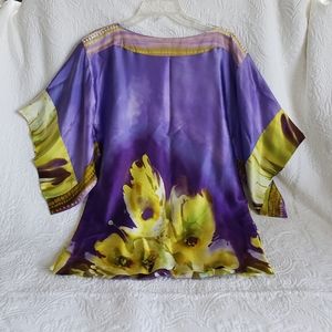 100% Silk Accolade Blouse Purple Floral